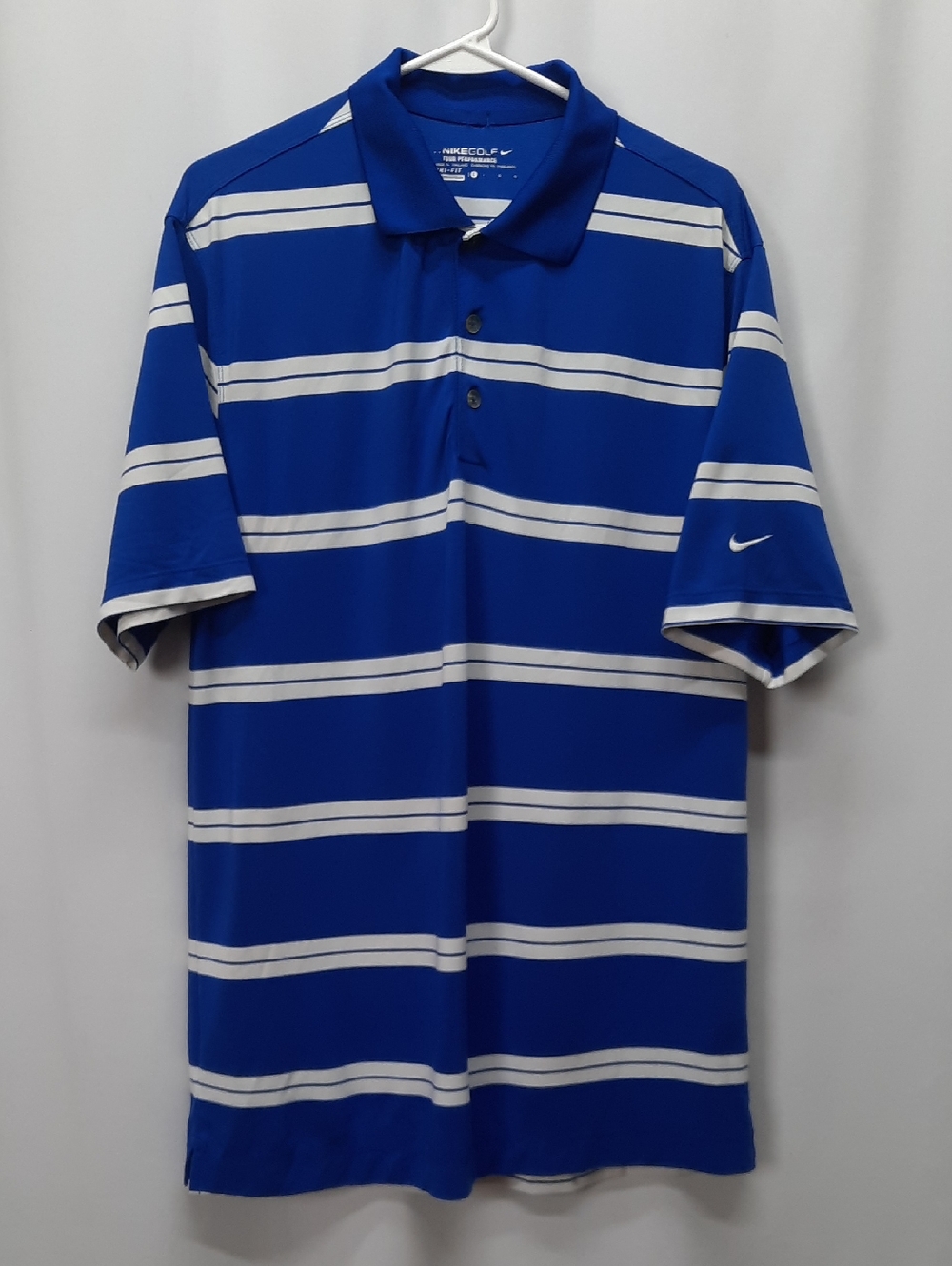 Nike Golf Tour Performance Dri-Fit Striped Polo Shirt Royal Blue Men's Size L